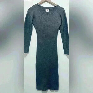 Hippie Rose Heather Grey Lightweight Bodycon Sweater Dress, Women's Size Small